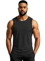 Professional men's breathable quick-dry athletic tank top in solid black for gym workouts - S / Tops / Black