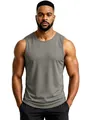 Grey quick-dry fitness tank top for men with breathable mesh fabric for gym workouts - Gray