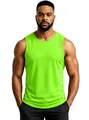 Neon green quick-dry sleeveless compression tank top for men's fitness and gym training. - Green