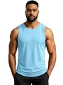 Men's light blue athletic sleeveless tank top made of breathable quick-dry mesh fabric - Light Blue