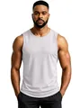 Men's white breathable quick-dry sleeveless athletic tank top for gym fitness training - Light Purple