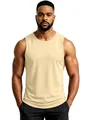 Breathable quick-dry sleeveless men's gym tank top in light yellow athletic workout vest - Apricot