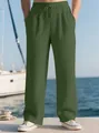 Vue détaillée du pantalon de loisirs côtelé vert olive pour hommes dans un cadre de port - S / Bas / Vert Militaire