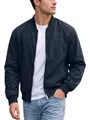 Men's navy blue bomber flight jacket with zipper and side pockets for outdoor wear - S / Tops / Navy Blue