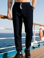 Pantaloni jogger jacquard blu navy da uomo con coulisse in ambiente nautico - Taglia S / Pantaloni e gonne / Nero
