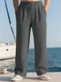 Vue détaillée du pantalon décontracté gris côtelé pour homme en bord de mer - S / Bas / Gris foncé