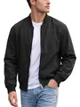 Premium men's solid black bomber jacket with zipper and side pockets for outdoor sports - S / Tops / Black