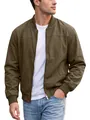 Classic olive green men's flight bomber jacket featuring front zipper and side pockets - S / Tops / Coffee