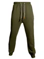 Pantalon de jogging homme vert armée avec cordon de serrage et détails en cuir élégants - S / Bas / Vert Militaire