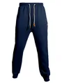 Men's navy blue casual drawstring joggers with leather label details for spring autumn - Navy Blue