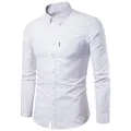 Vista detallada de una camisa Oxford blanca de manga larga con bolsillo en el pecho - 38（M） / Tops / Blanco