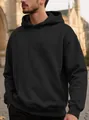 Sweat-shirt à capuche noir texturé en jacquard pour homme, idéal pour l'automne et l'hiver. - S / Hauts / Noir