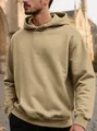 Sweat-shirt à capuche pour homme en maille jacquard texturée kaki pour l'automne et l'hiver - S / Hauts / Kaki