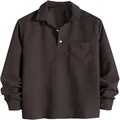 Camisa vintage de pana marrón de manga larga para hombre con un bolsillo en el pecho - S / Tops / Café