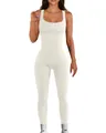 White ribbed square neck sleeveless bodysuit for women with a slim fit design - S / Top And Bottom / Sleeveless / White