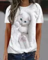 Détail d'un t-shirt blanc avec un imprimé chaton 3D réaliste et des yeux bleus profonds - 2XL / Hauts / T-shirts / Blanc