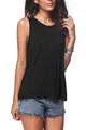 Detail of a casual black round neck sleeveless tank top for women in summer style - S / Tops / Black