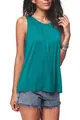 Detailed view of a women's casual teal round neck sleeveless pleated tank top - S / Tops / Teal