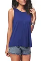 Royal blue crew neck sleeveless tank top with draped fabric detail. - S / Tops / Sapphire Blue