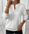 Sudadera blanca de punto trenzado para mujer con cremallera y manga larga casual - S / Tops / Blanco con cremallera blanca