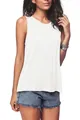 Close-up detail of a casual white sleeveless round neck tank top for women in studio - S / Tops / White