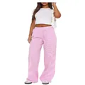 Stylish pink and white striped high-waisted wide-leg trousers for a casual look - XS / Bottoms / Pink (With Logo)