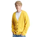 Casual bright yellow V-neck knit cardigan sweater for men with front pockets - S / Tops / Yellow