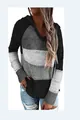 Detalle de jersey de punto color-block con cuello en V y capucha - S / Tops / Negro