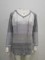 Lässiger Damen-Kapuzenpullover mit V-Ausschnitt und grau-weißem Farbverlauf für den Herbst - Grau