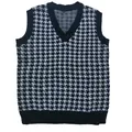 Classic black and white houndstooth pattern knitted V-neck vest sweater for women - S / Tops / Black and White