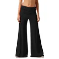 High-waisted black wide-leg flare yoga pants with loose fit and soft stretch fabric - XS / Bottoms / Black