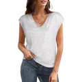 Elegant silver sequined V-neck sleeveless tank top for women glamorous party style - S / Tops / White