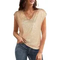 Glinsterende goudkleurige pailletten top met V-hals voor dames mouwloze party vest variant - Goud