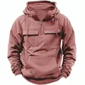 Front view of men's American vintage oversized hoodie with zipper pockets in dusty rose. - 3XL / Tops / Lotus Pink