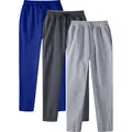 Set of three men's casual straight-leg sweatpants in blue, dark gray, and light gray colors - S / Bottoms / 3-Pack / Royal Blue, Dark Gray and Light Gray