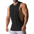 Close-up of a black sleeveless quick-dry sports tank top with deep side cuts - M / Tops / Black