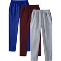 Men's minimalist straight-leg fleece-lined sweatpants in blue, burgundy, and grey - S / Bottoms / 3-Pack / Royal Blue, Wine Red and Light Gray