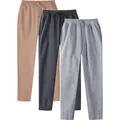 Men's minimalist solid color casual sweatpants with adjustable drawstring waist. - S / Bottoms / 3-Pack / Camel, Dark Gray and Light Gray