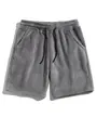 Detailweergave van de zachte koraalvliestextuur van deze grijze casual herenshort - S / Bottoms / Grijs