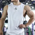 High-quality men's white quick-dry mesh tank top for fitness and athletic training - M / Tops / White