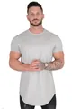 Detailansicht eines hellgrauen Herren-T-Shirts aus Baumwolle mit Rundhalsausschnitt - Grau