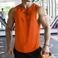 Atmungsaktives orangefarbenes Mesh-Fitness-Tanktop für Herren zum Bodybuilding - Orangerot