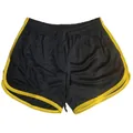 Men's quick-dry mesh athletic sports shorts in black with vibrant yellow side trim details - M / Bottoms / Black Yellow Edge