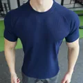 Men's navy blue slim-fit mesh sports t-shirt for fitness, bodybuilding and gym workout - 3XL / Tops / Plain Royal Blue