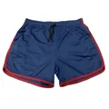 Sneldrogende mesh sportshorts voor heren in marineblauw met bordeauxrode bies - Marine-Rode Rand
