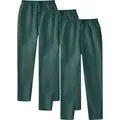 Set of three dark green men's fleece-lined casual sweatpants with drawstring waist - S / Bottoms / 3-Pack / Dark Green
