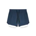 Herren 2-in-1 Schnelltrocknende Sportshorts mit weißem Kompressionsfutter in Marineblau - Marineblau