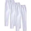 Pack of 3 men's casual white fleece-lined drawstring sweatpants in straight leg fit. - S / Bottoms / 3-Pack / White