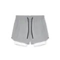 Professionelle Herren 2-in-1-Sport-Shorts in Grau mit weißem Kompressionsfutter innen - 3XL / Unterteile / Hellgrau