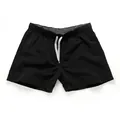 Classic men's black quick-dry beach shorts featuring elastic waist and white drawstring ties - S / Bottoms / Black